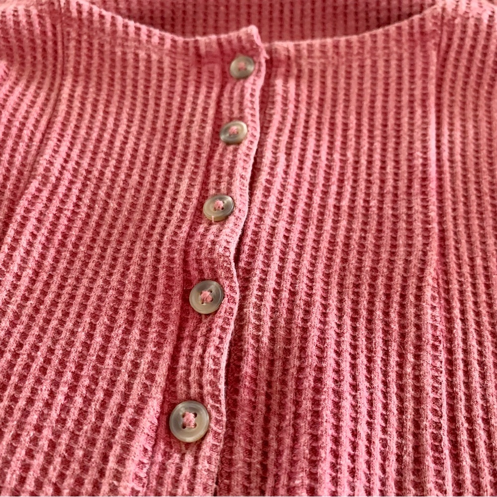 ARIZONA Long Sleeve Button Down Sexy Scoop Neck Knit Top In French Caber… - Picture 5 of 7